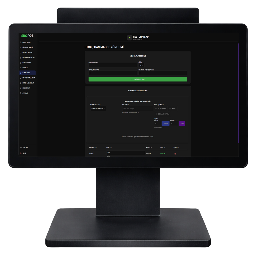 Stok & Reçete Tüketimi